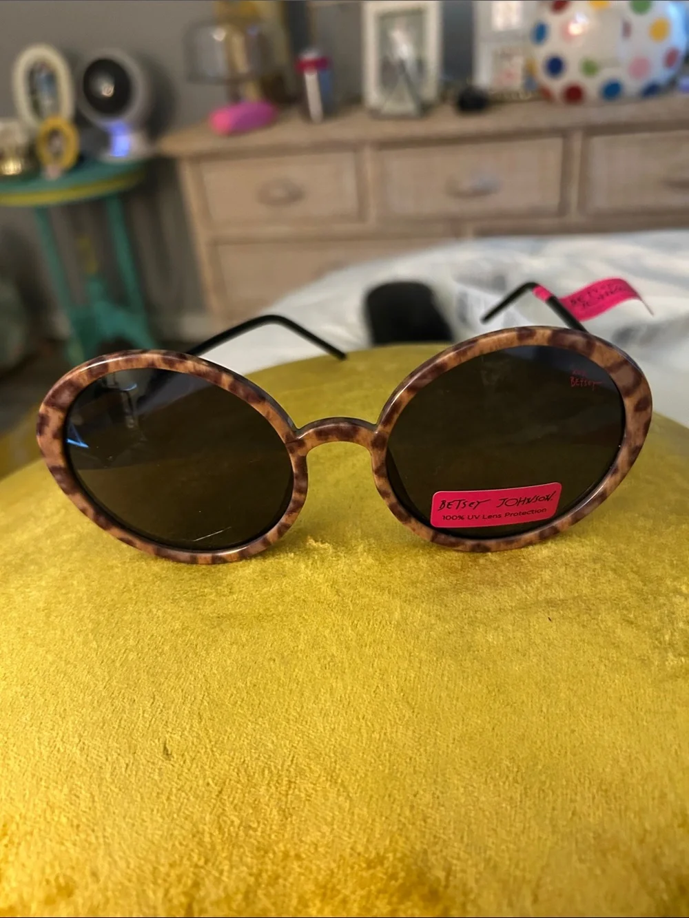 Betsey Johnson Tortoiseshell Round Sunglasses - Brown/Black Lenses